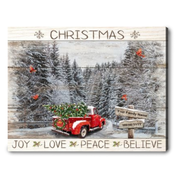 Unique Family Christmas Gifts Red Truck With Christmas Tree Art Print - Image 5