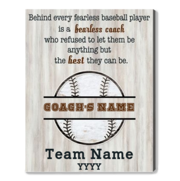 Custom Baseball Coach Appreciation Canvas Print Baseball Coach Thank You Gift