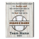 Custom Baseball Coach Appreciation Canvas Print Baseball Coach Thank You Gift