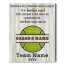 Custom Tennis Coach Appreciation Canvas Print Tennis Coach Thank You Gift
